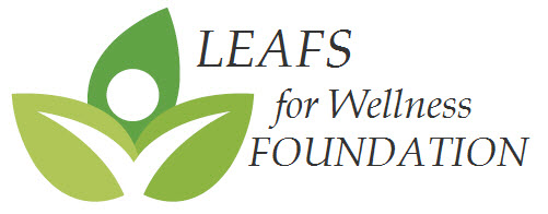 logo with three leafs and a person inside